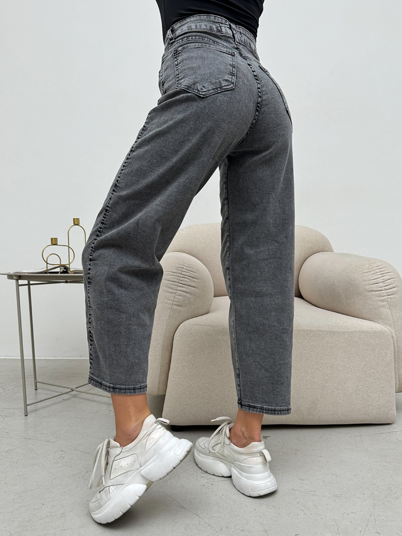 Джинсы мом ISSA Plus модель WN20-588_серый Фото