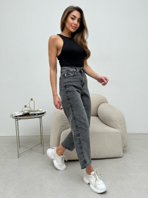 Джинсы мом ISSA Plus модель WN20-588_серый Фото