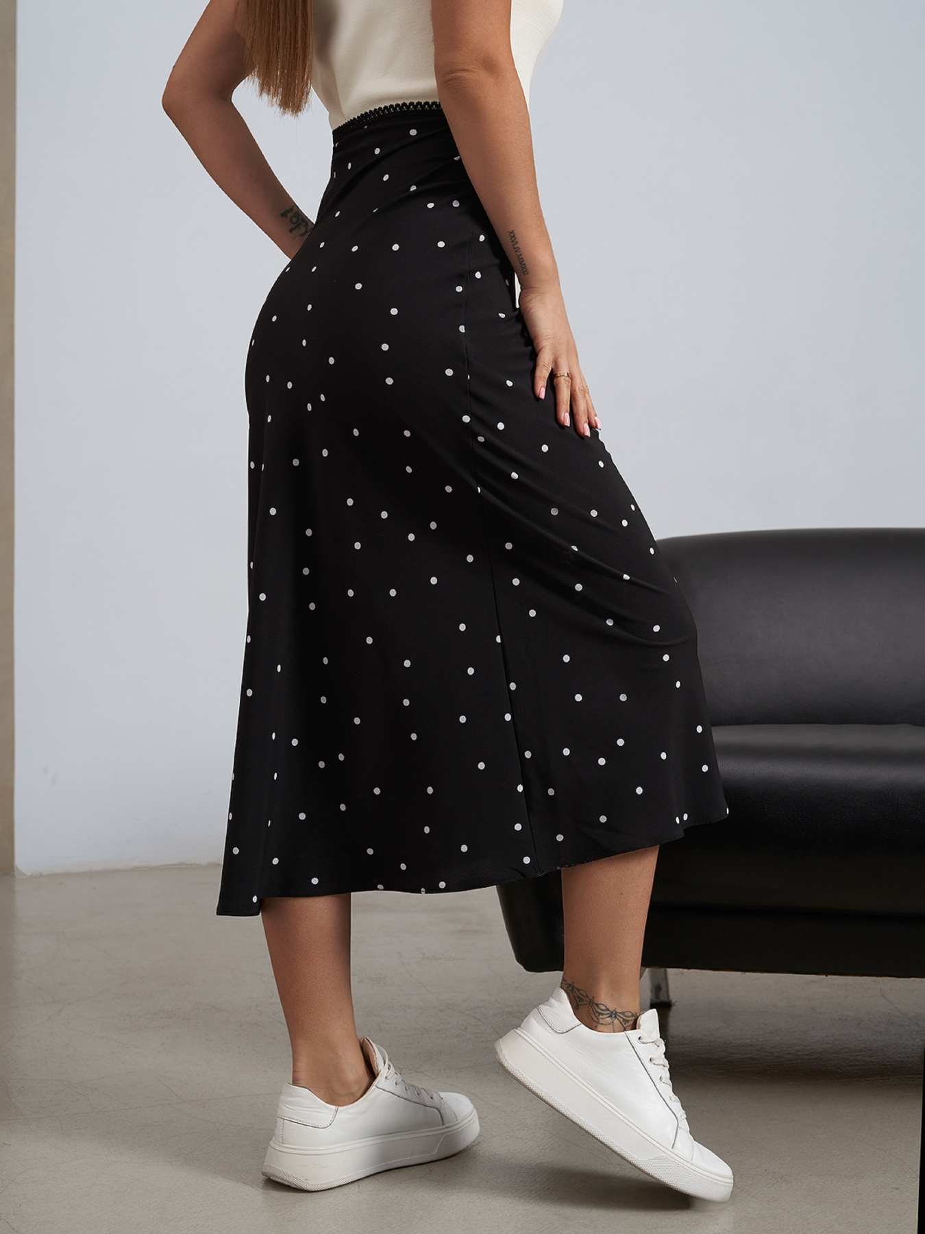 Юбка миди ISSA Plus модель 14471_черный Фото