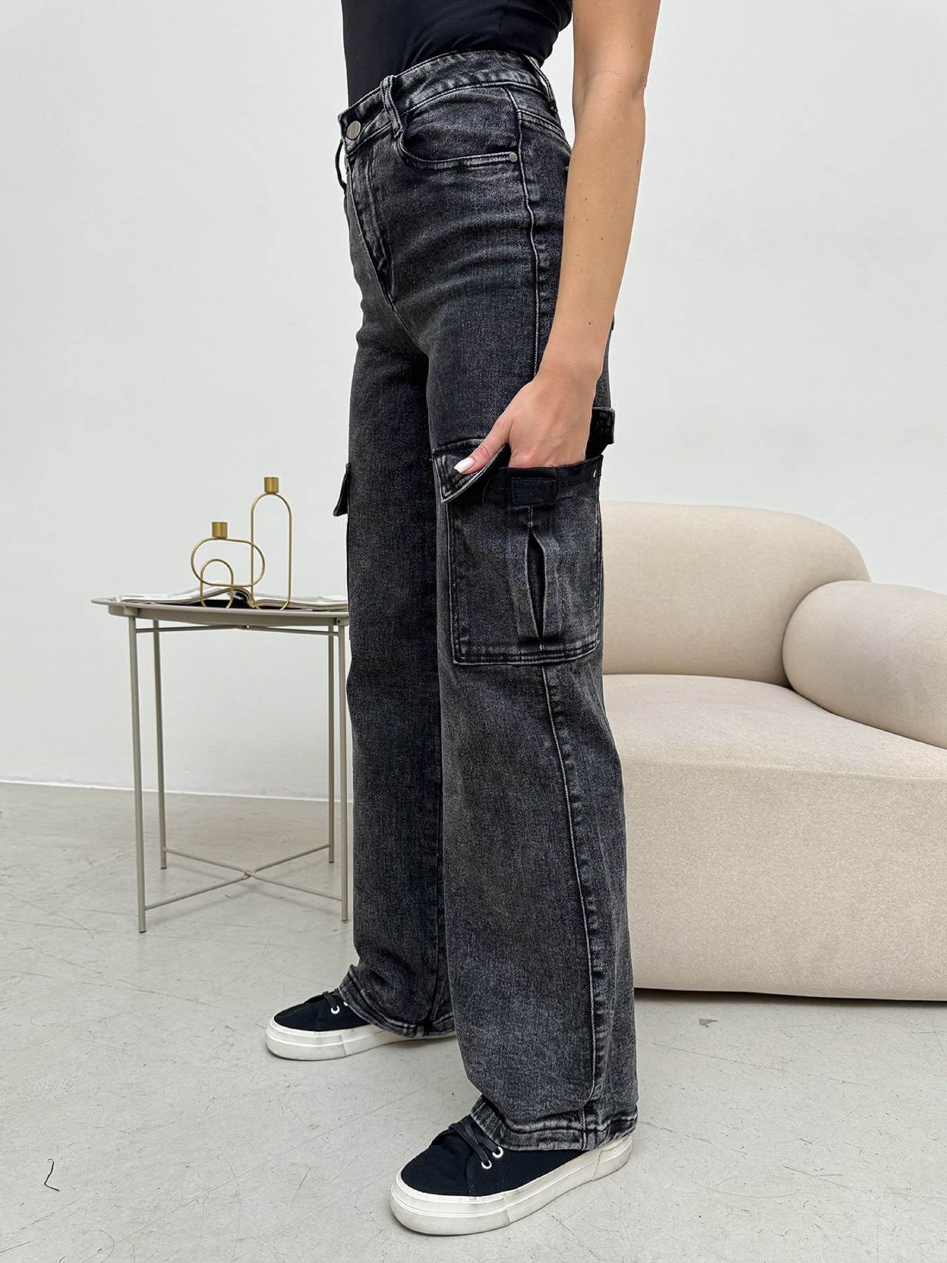 Джинси кльош ISSA Plus модель WN20-591_серый Джинси кльош ISSA Plus модель WN20-591_серый Фото