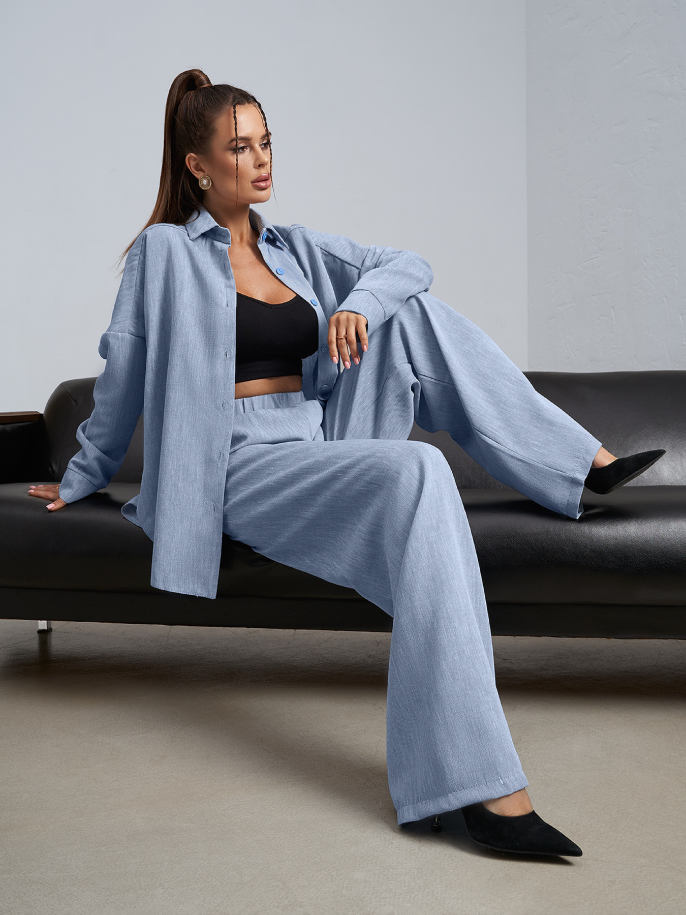 Повседневный костюм ISSA Plus модель 14474_голубой Повседневный костюм ISSA Plus модель 14474_голубой Фото