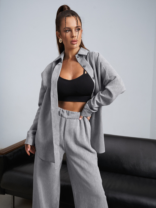 Повседневный костюм ISSA Plus модель 14474_серый Фото