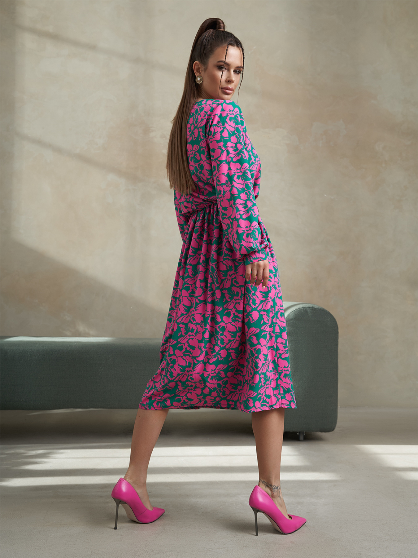 Сукня міді ISSA Plus модель 14475_зеленый Фото