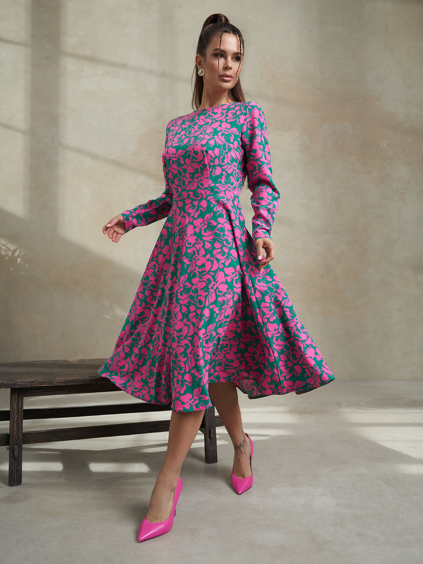 Сукня міді ISSA Plus модель 14486_зеленый Фото