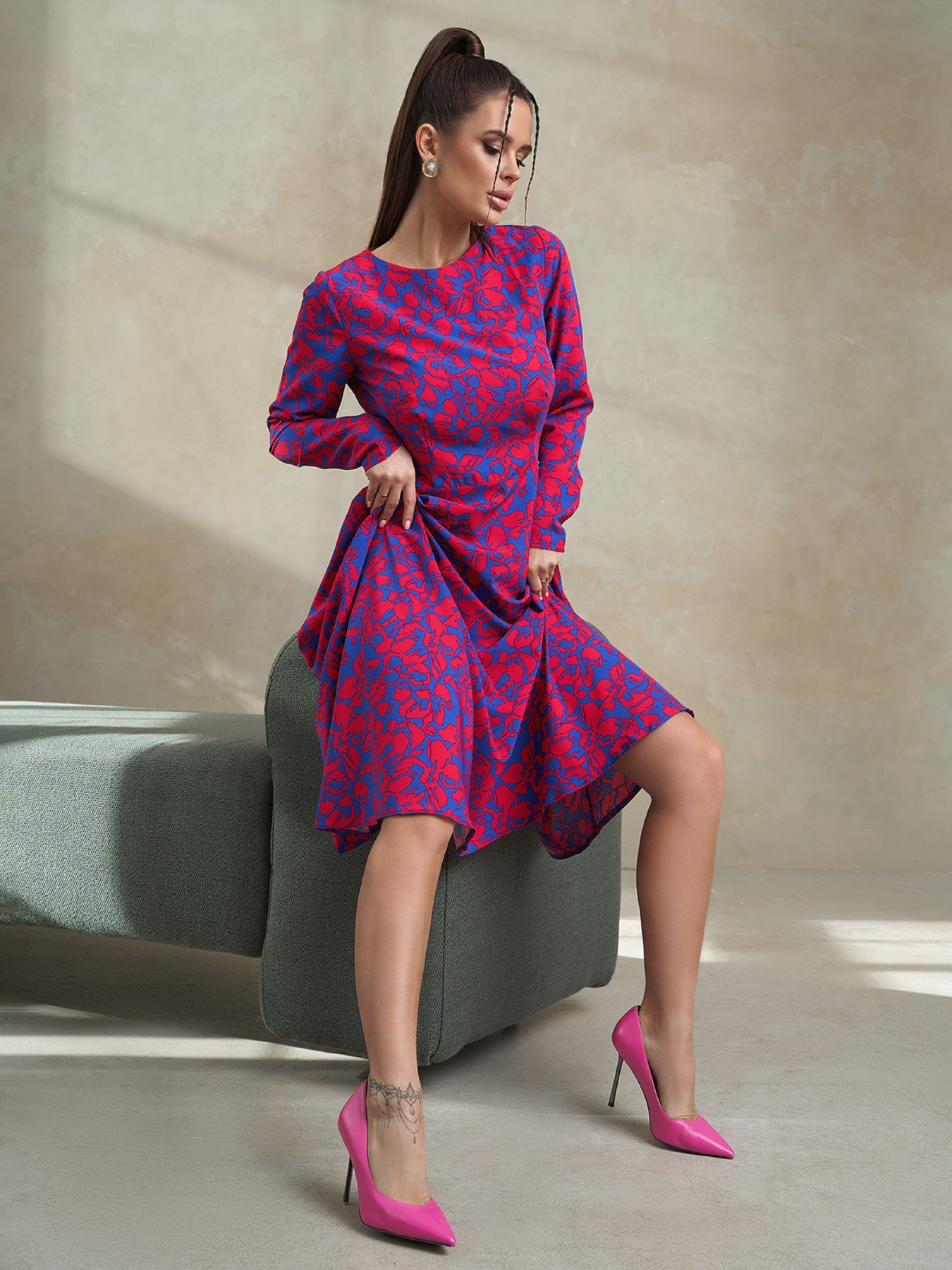 Сукня міді ISSA Plus модель 14486_синий Фото