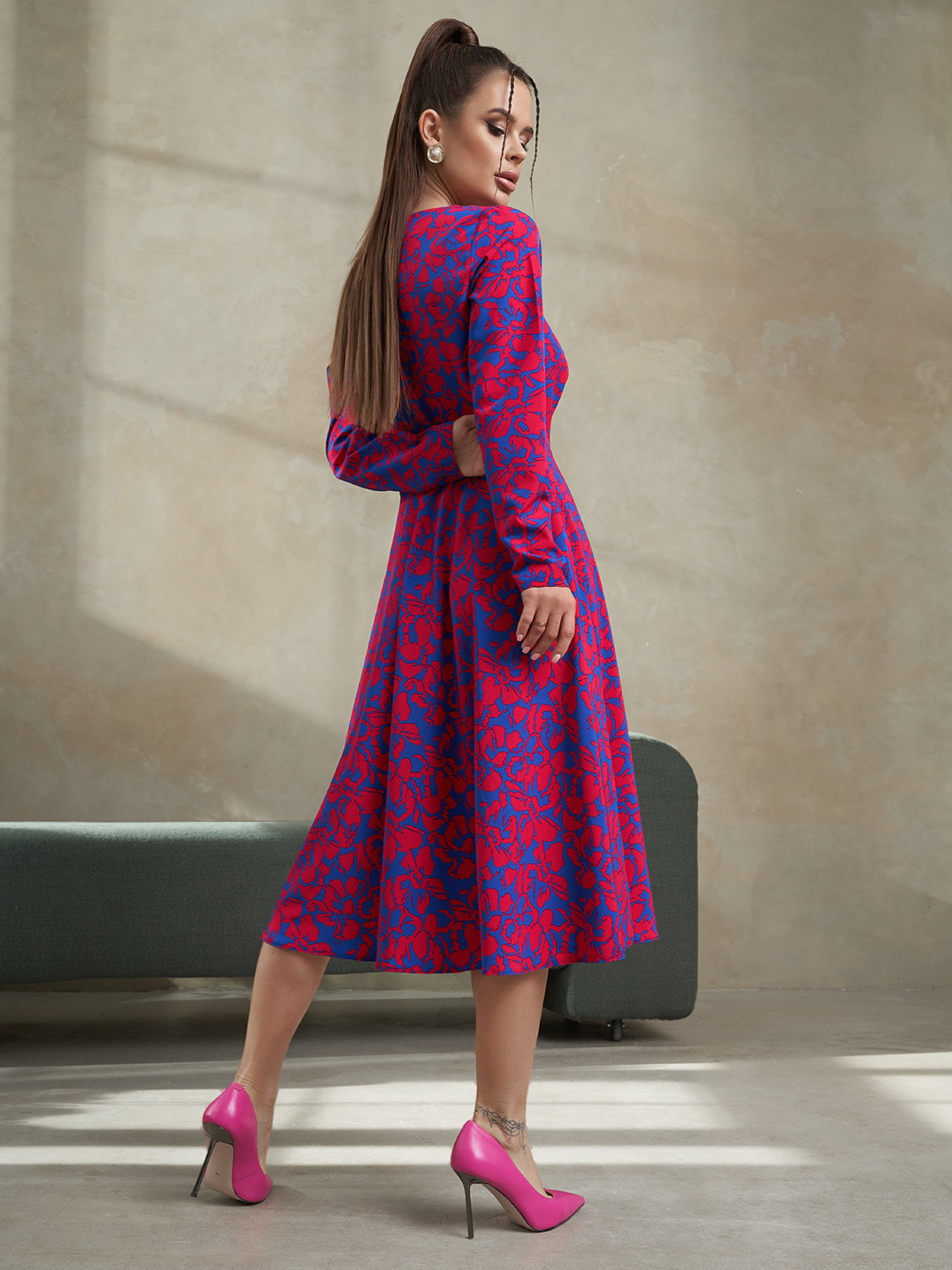 Сукня міді ISSA Plus модель 14486_синий Фото