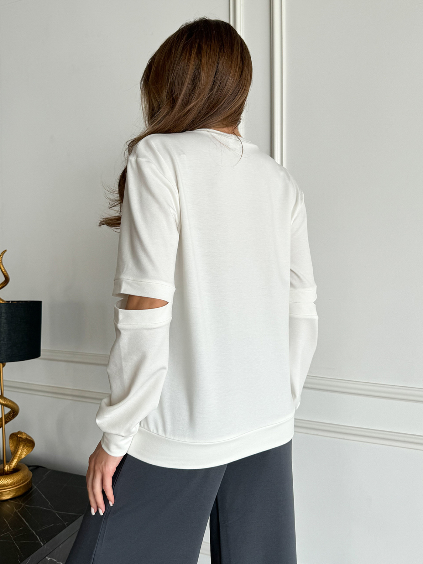 Свитшот ISSA Plus модель 14488_молочный Фото