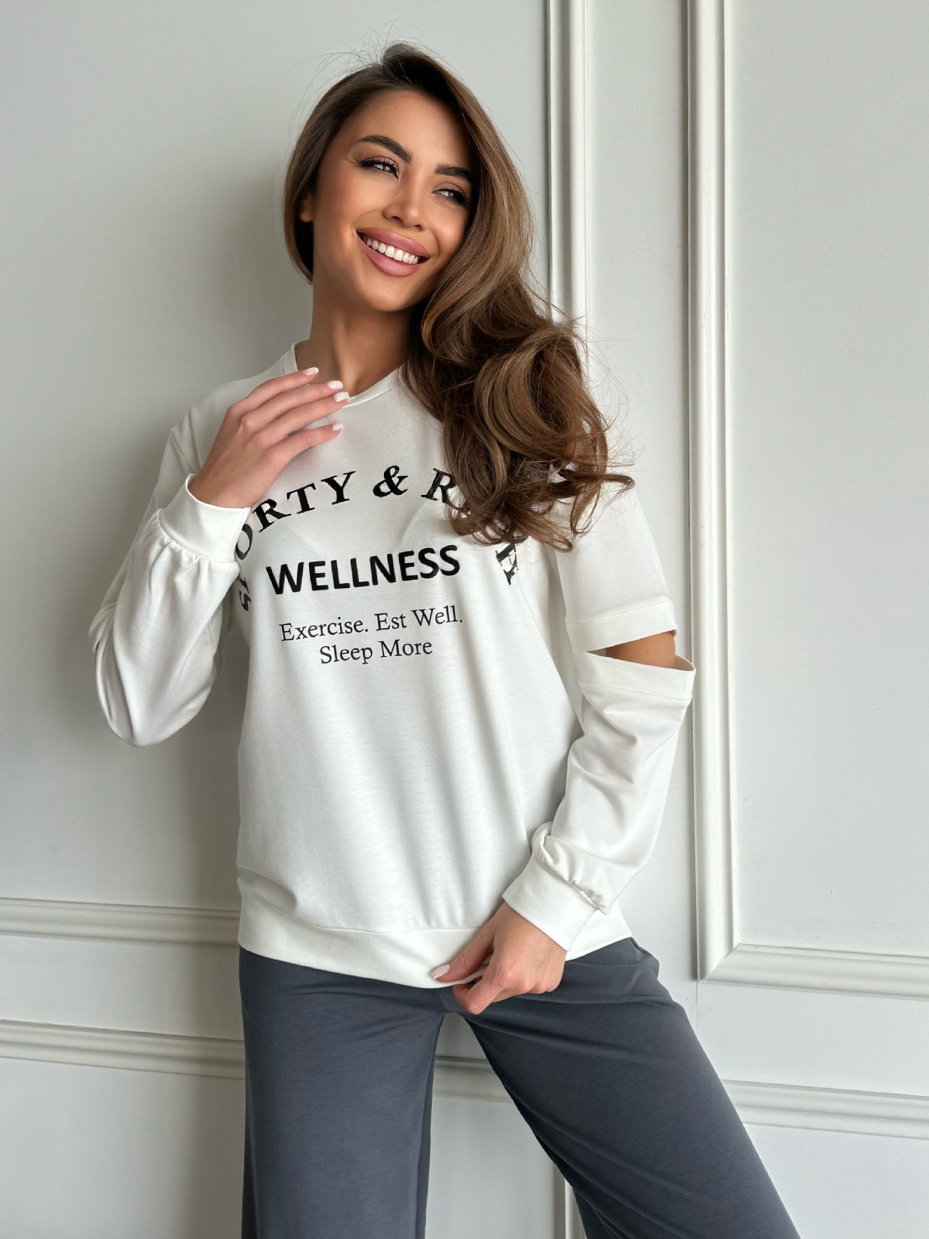 Світшот ISSA Plus модель 14488_молочный Фото