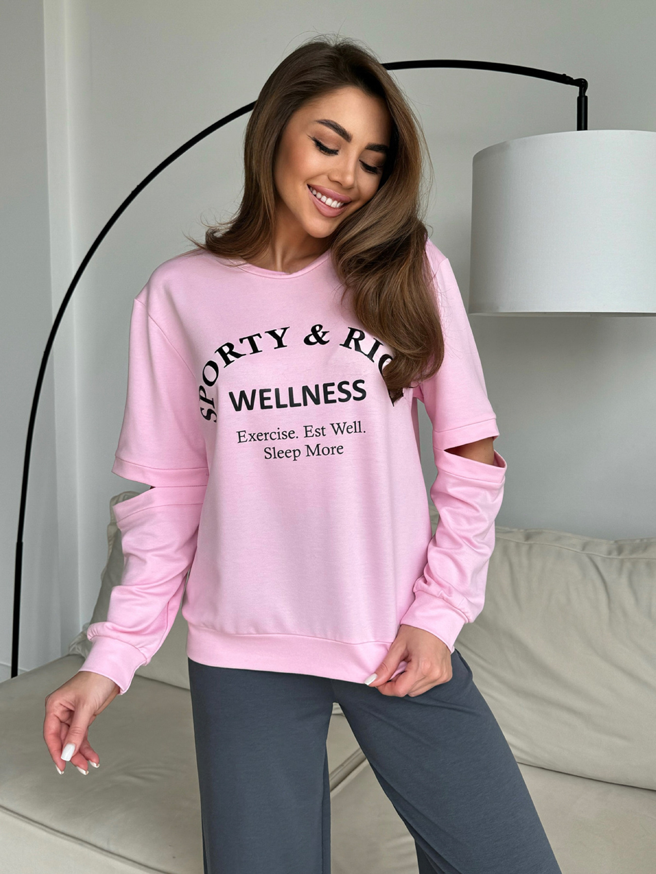 Свитшот ISSA Plus модель 14488_розовый Свитшот ISSA Plus модель 14488_розовый Фото