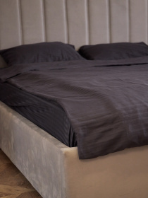 Комплект постільної білизни зі страйп-сатину в кольорі графіт B.D.S.M. модель SBCPKBSRP01 Фото