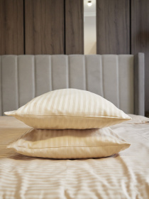 Комплект постільної білизни зі страйп-сатину в бежевому кольорі B.D.S.M. модель SBCPKBSRP04 Фото