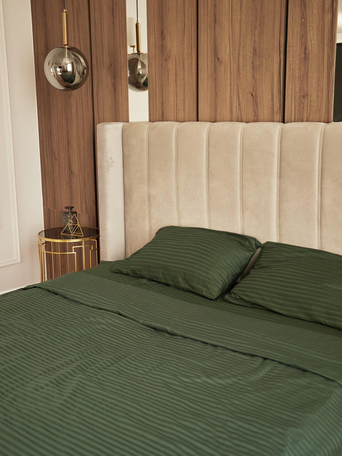 Комплект постільної білизни зі страйп-сатину в зеленому кольорі B.D.S.M. модель SBCPKBSRP06 Фото