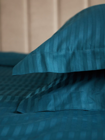 Комплект постільної білизни зі страйп-сатину в синьому кольорі B.D.S.M. модель SBCPKBSRP07 Фото