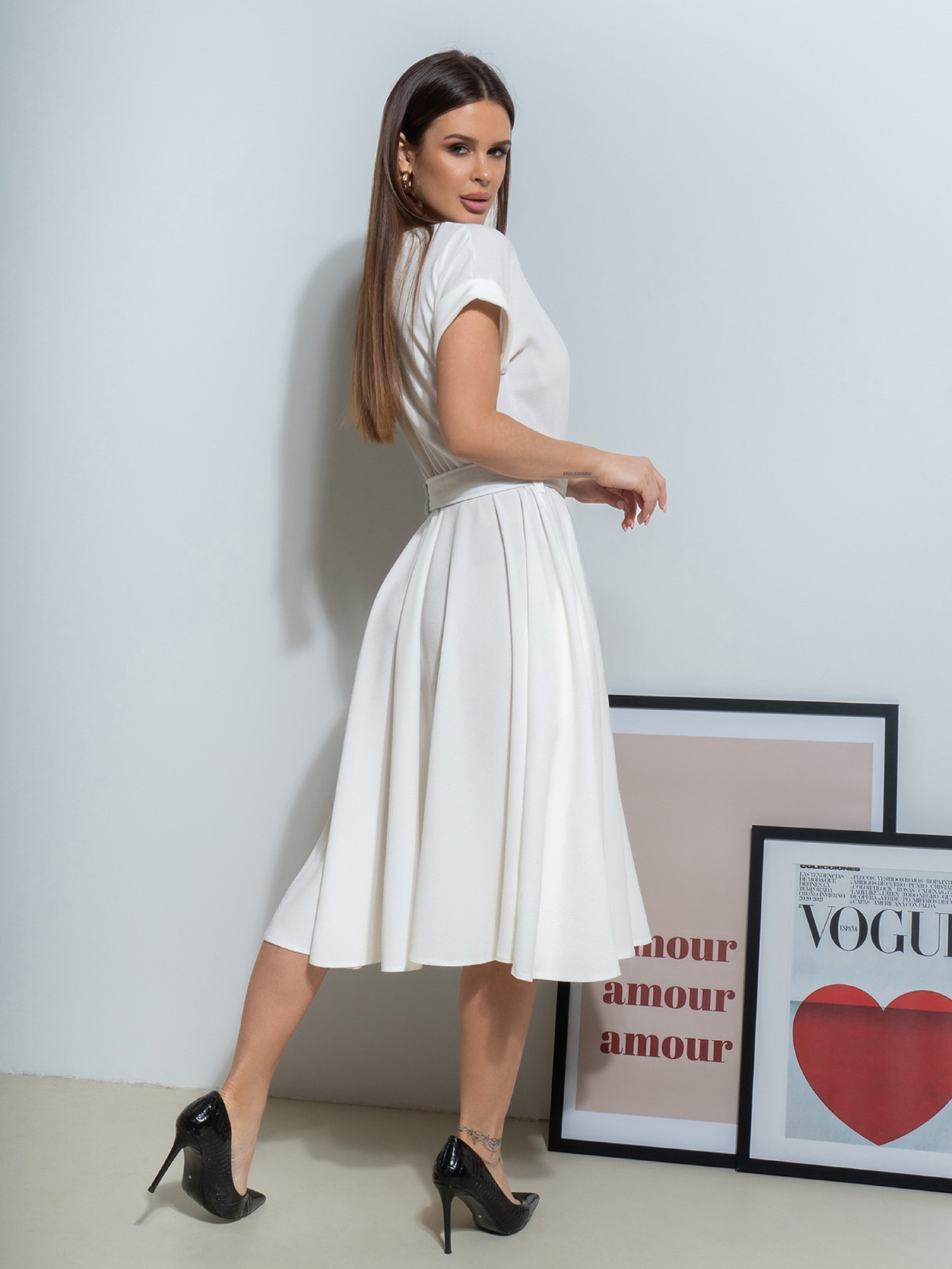 Платье миди ISSA Plus модель 14529_белый Фото