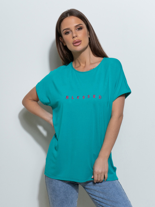 Футболка ISSA Plus модель 14496_бирюзовый Фото