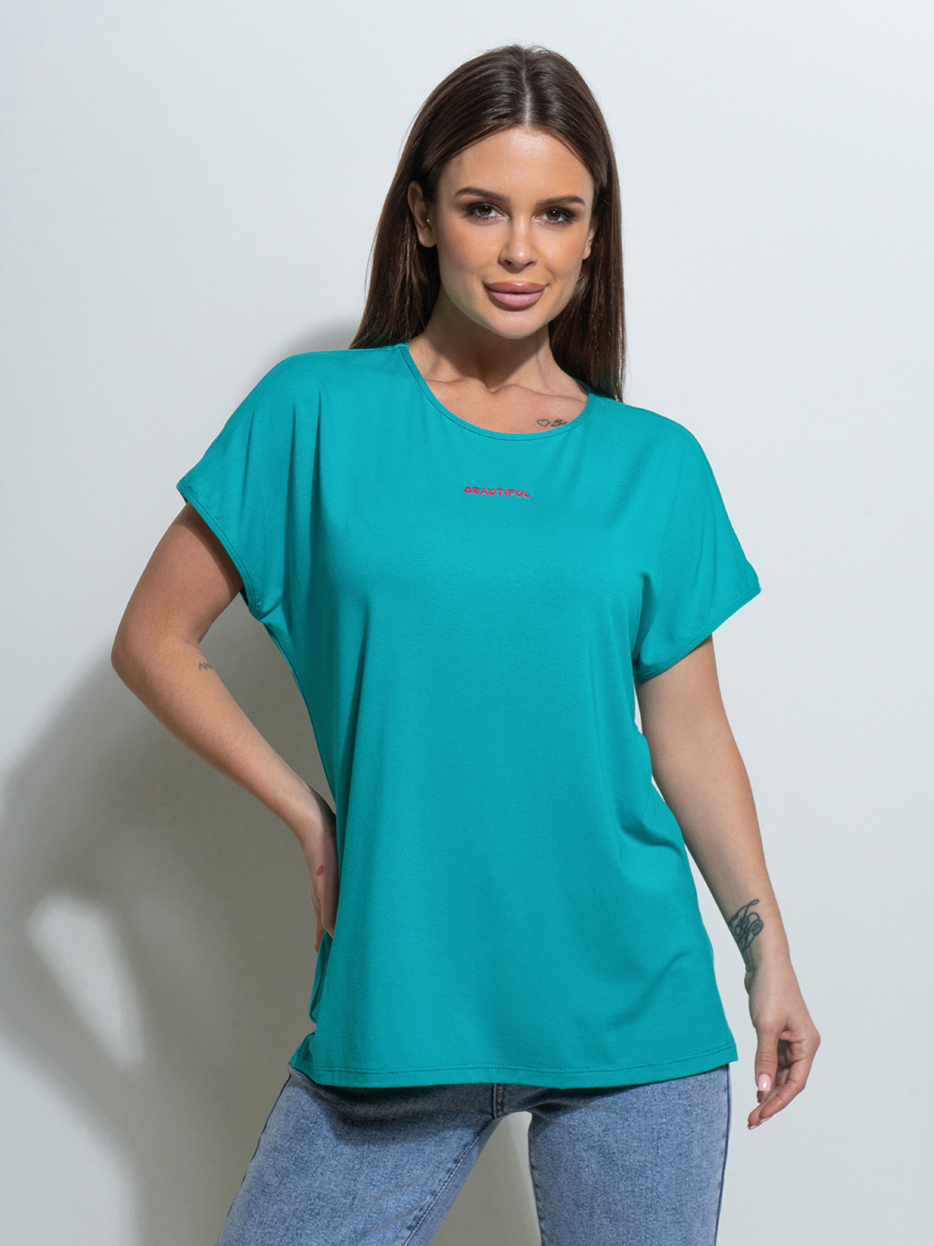 Футболка ISSA Plus модель 14497_бирюзовый Фото