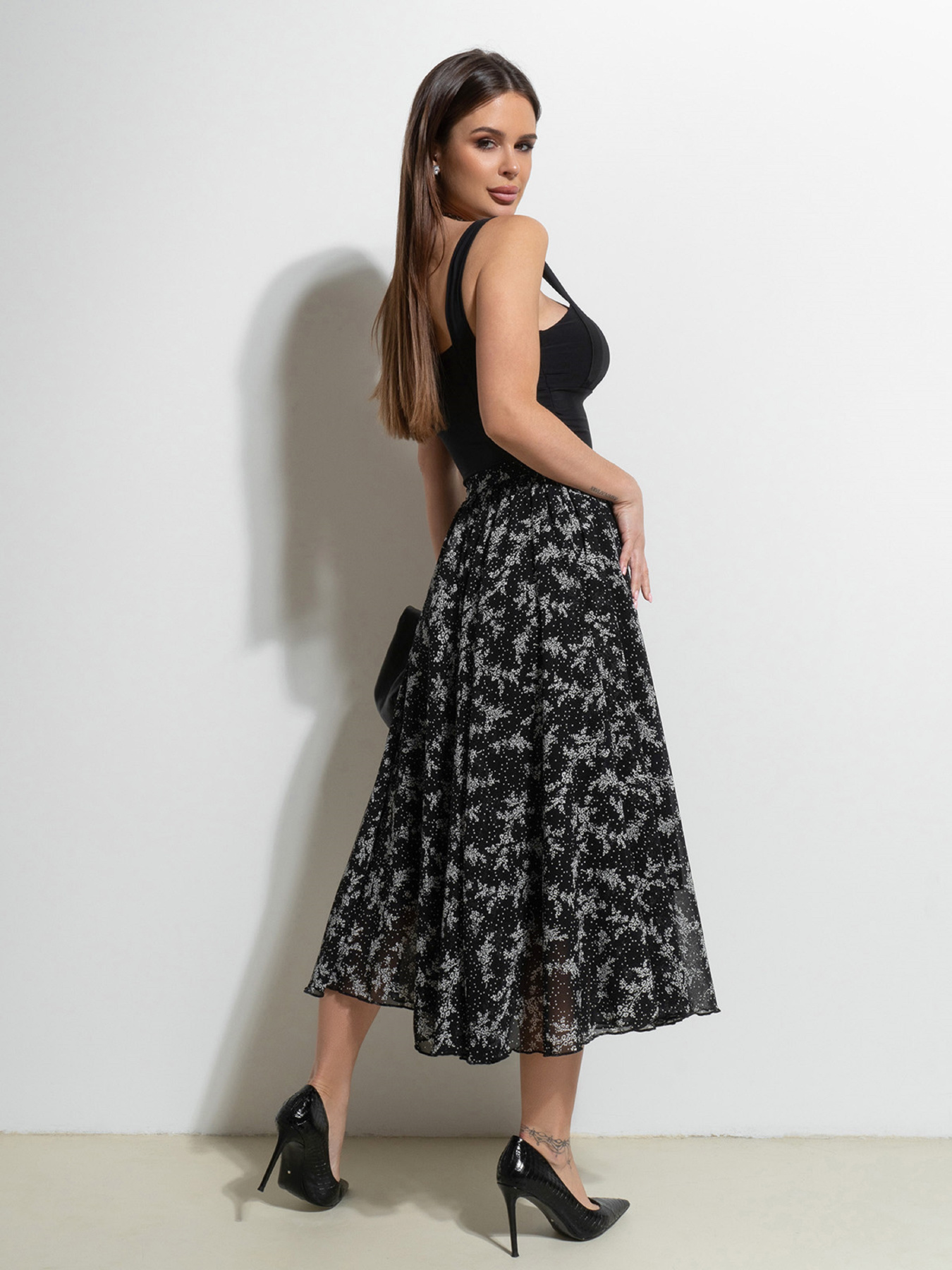 Юбка миди ISSA Plus модель 14524_черный Фото