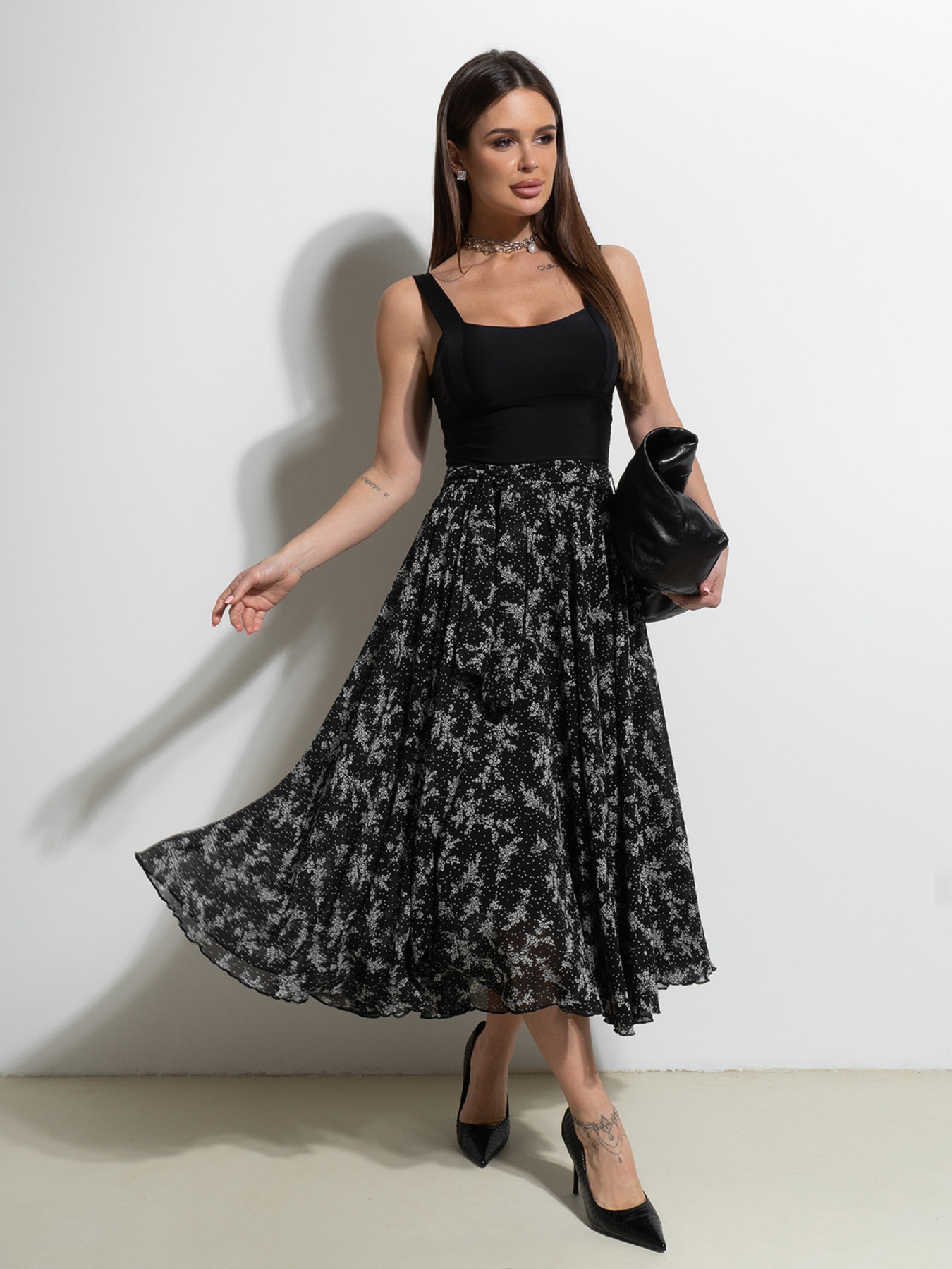 Юбка миди ISSA Plus модель 14524_черный Фото