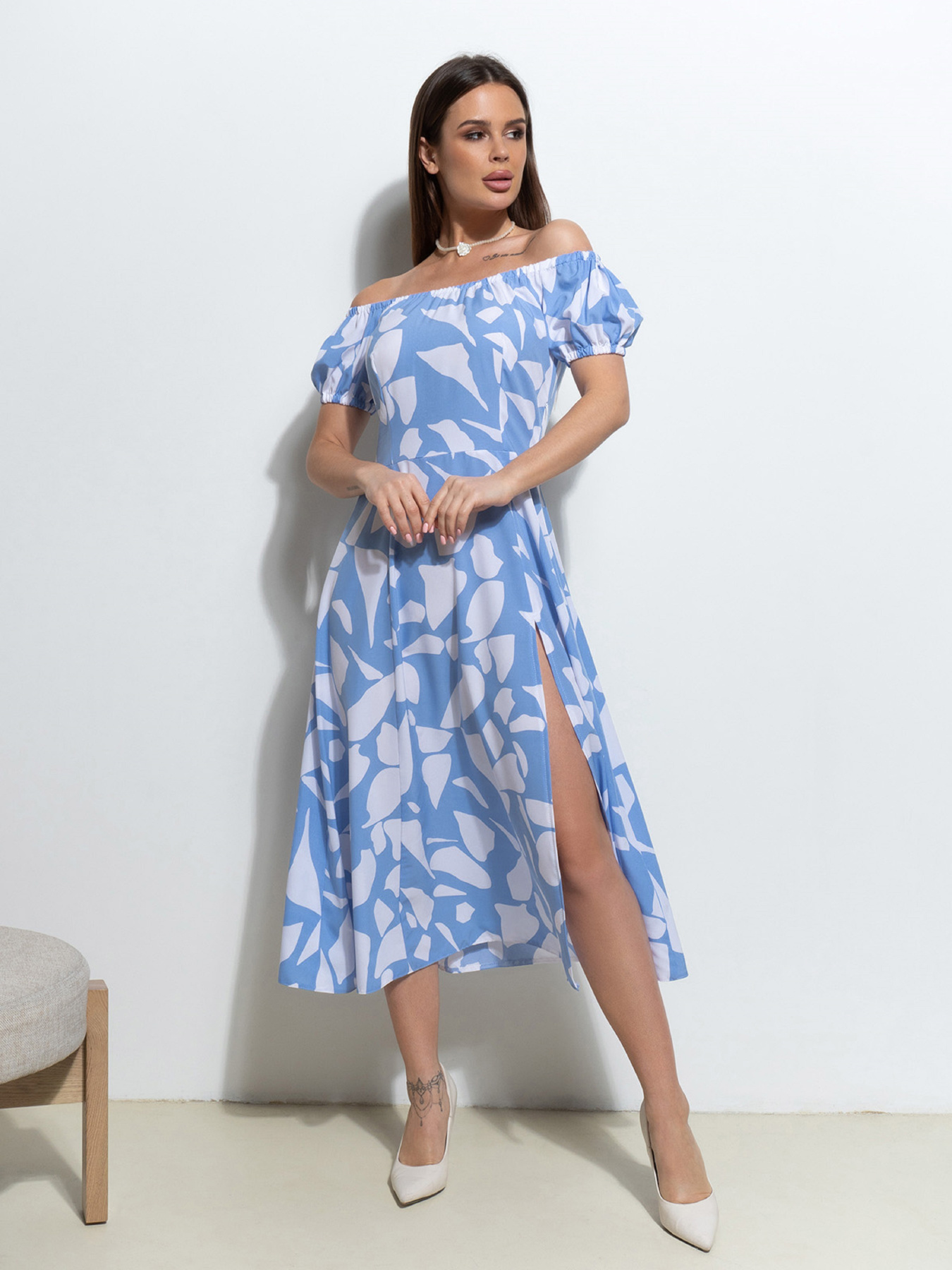 Платье миди ISSA Plus модель 14542_голубой Фото