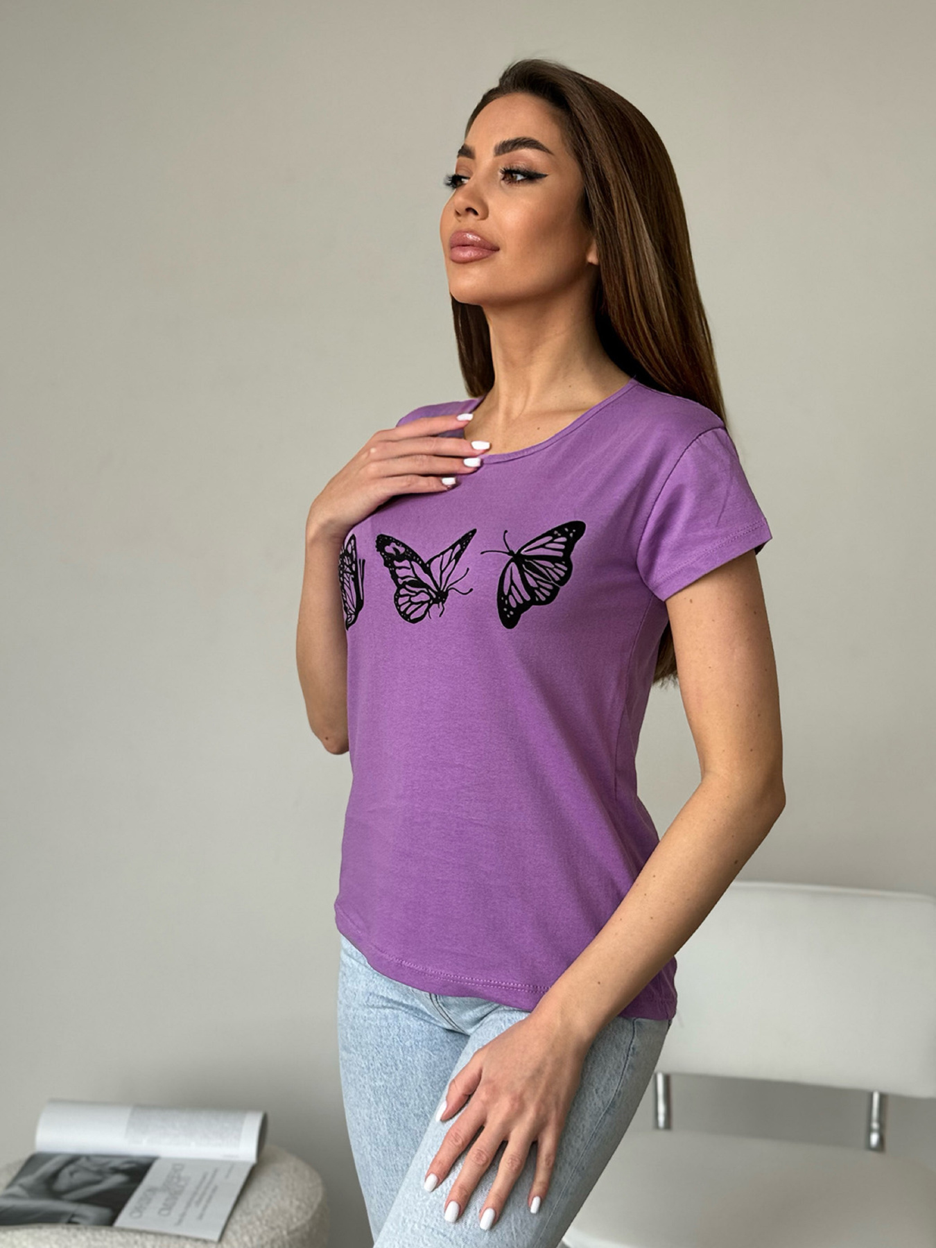 Футболка ISSA Plus модель WN20-596_сиреневый Фото