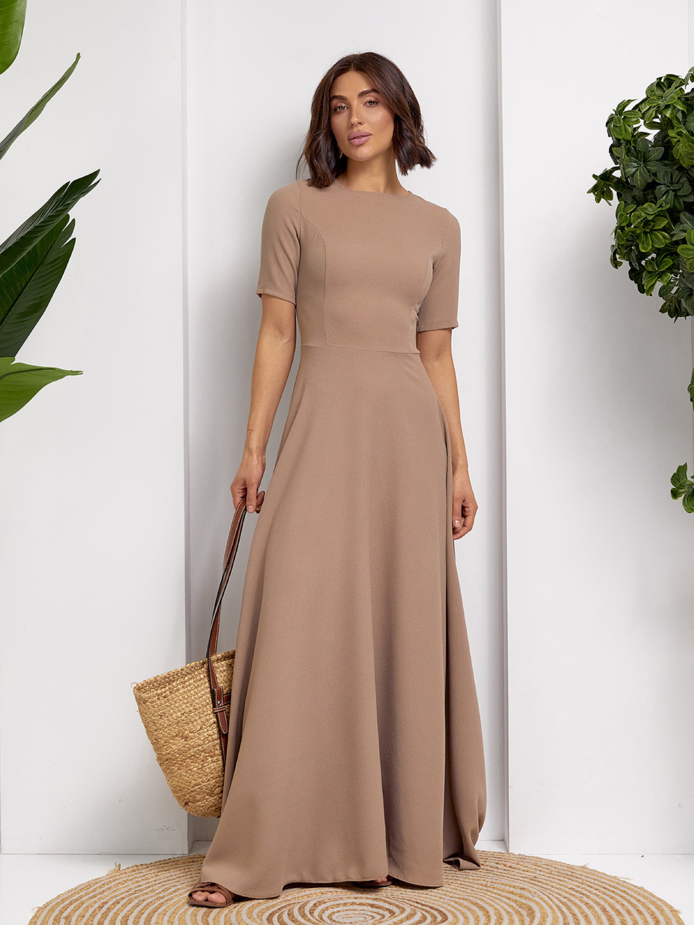 Платье макси ISSA Plus модель 14498_бежевый Фото