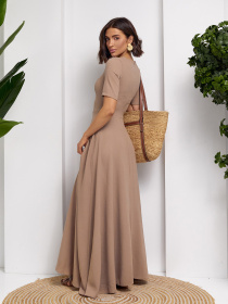Платье макси ISSA Plus модель 14498_бежевый Фото