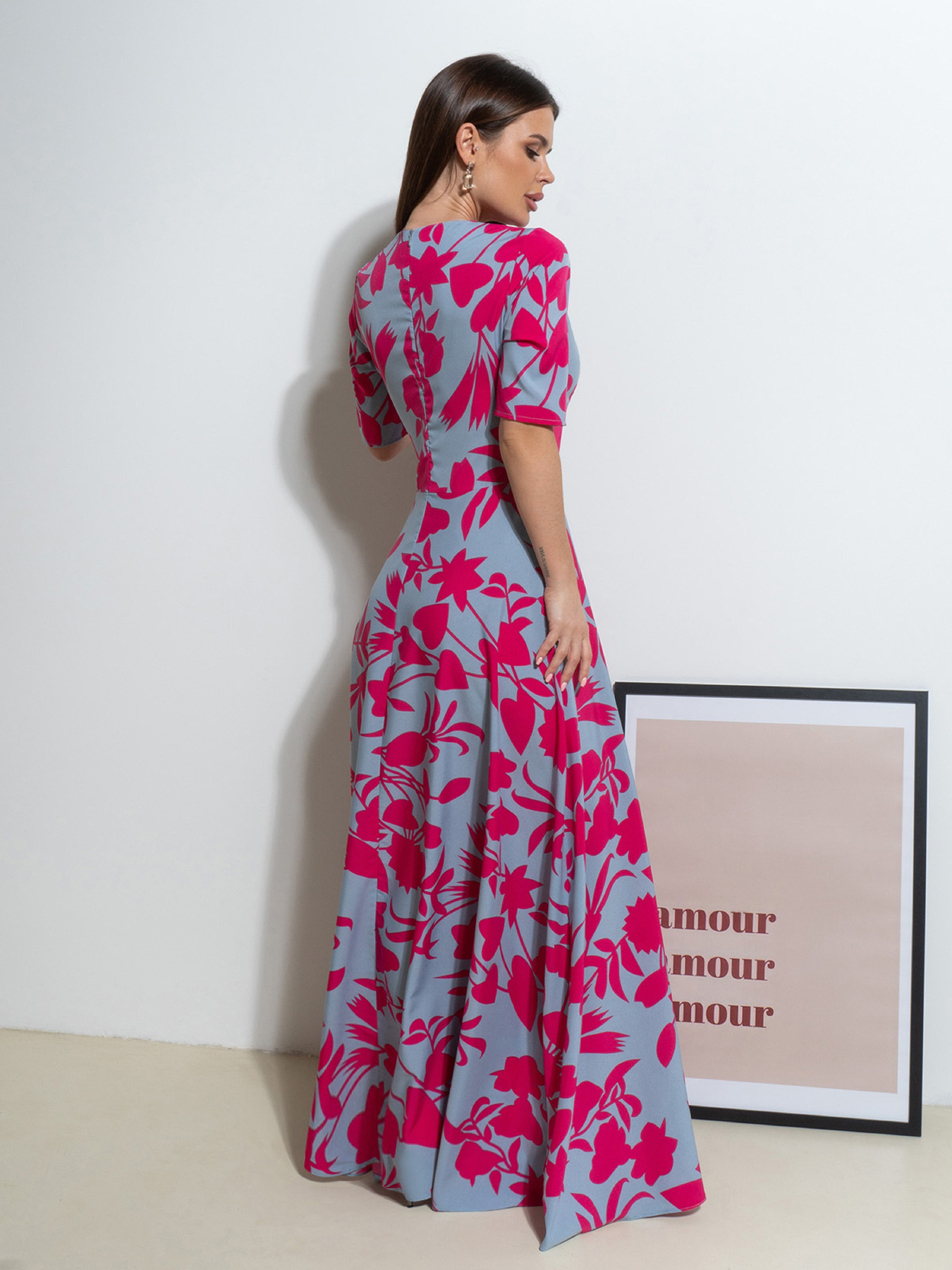 Платье макси ISSA Plus модель 14541_серый Фото