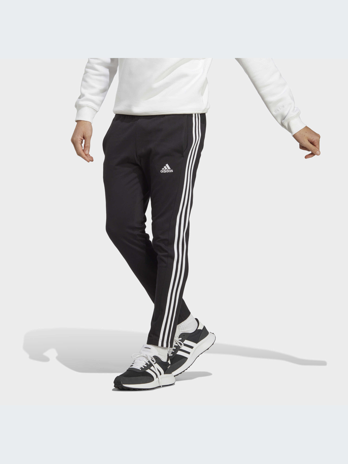 Штани Adidas Essentials Single Jersey Tapered Open Hem 3-Stripes Sportswear модель IC0044 Фото