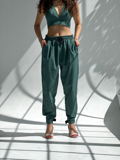 Брюки повседневные IJ модель lipuchki-linen-green Фото