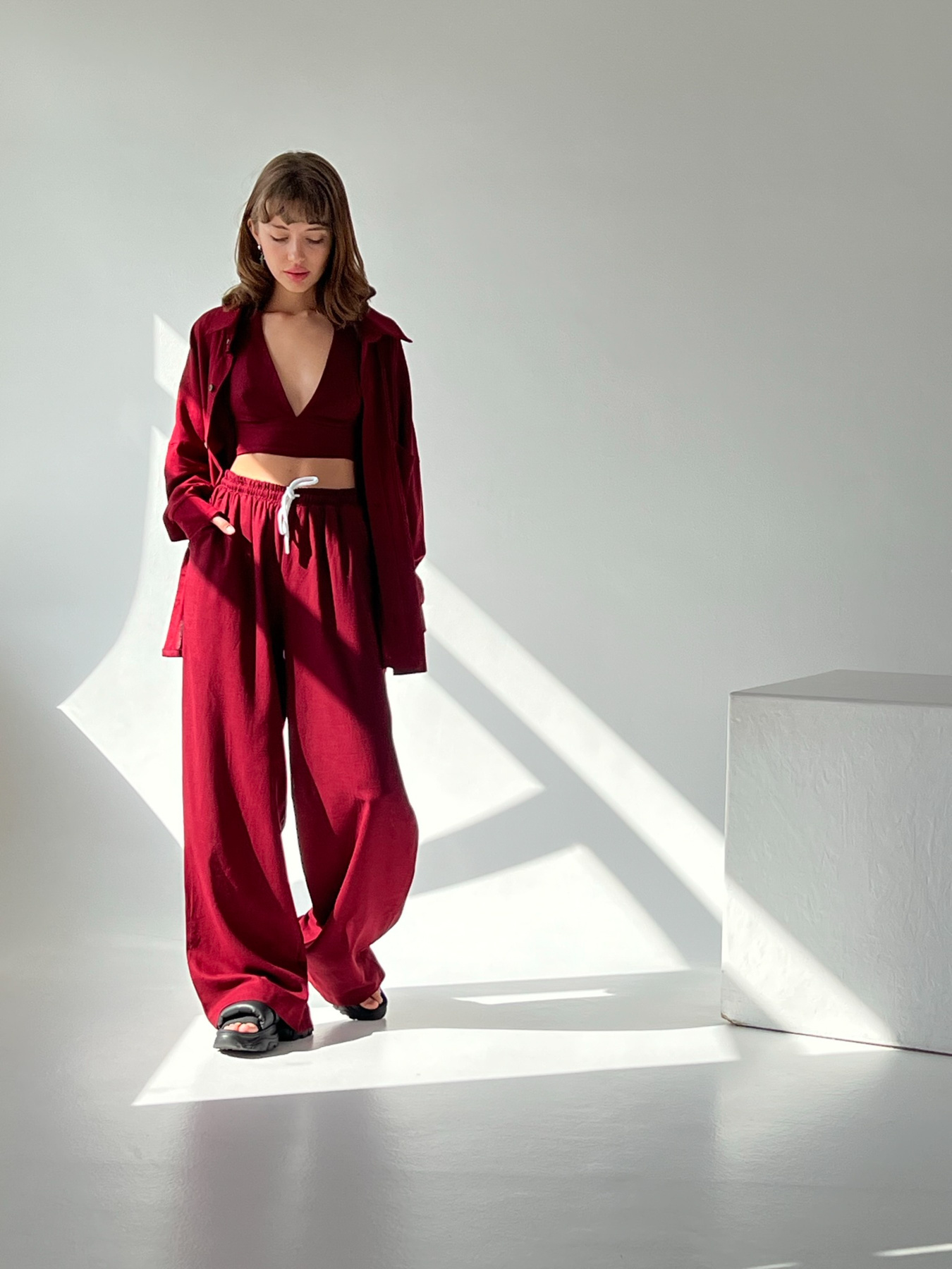 Палаццо IJ модель wide-linen-bordo Фото