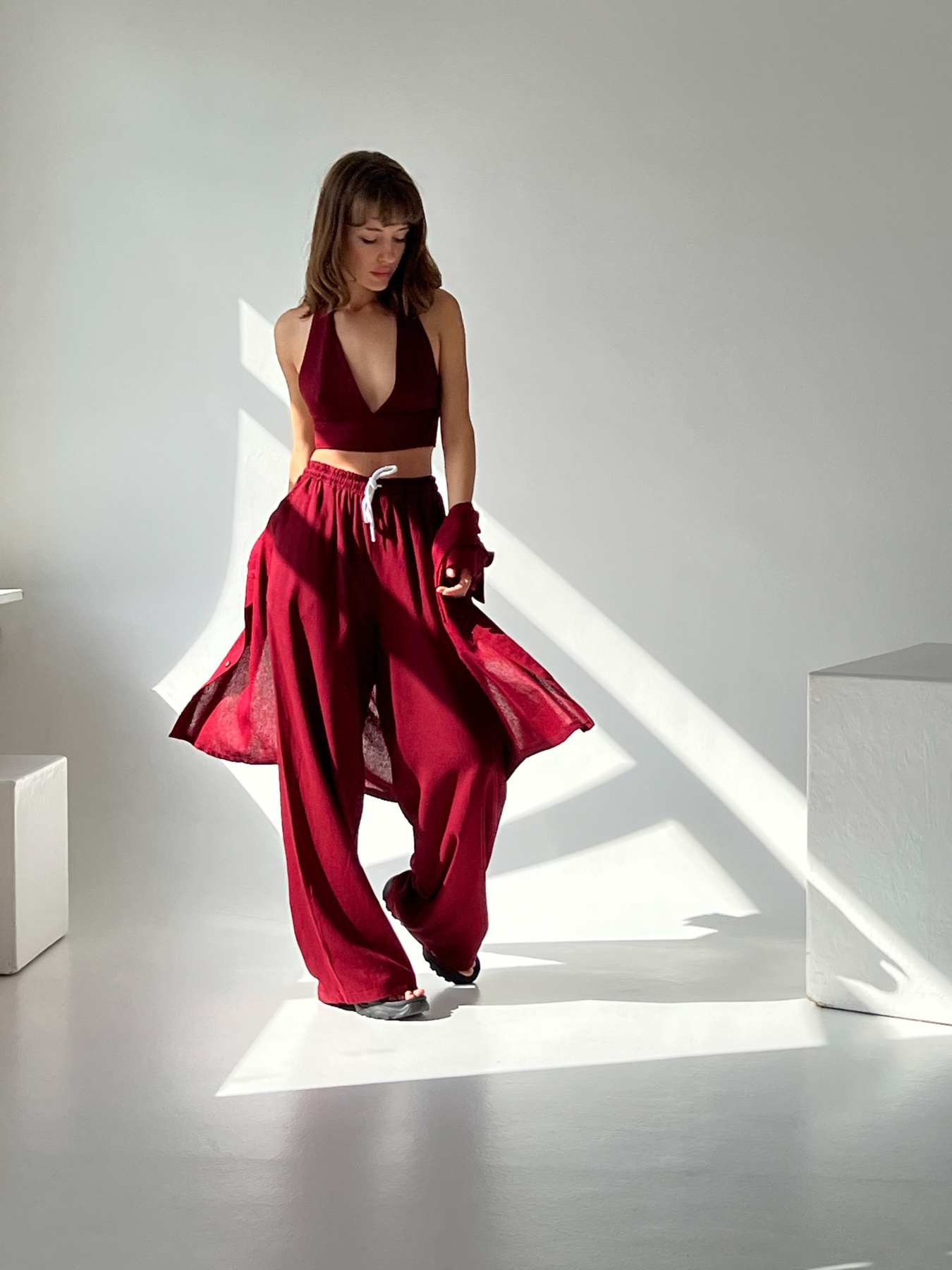 Палаццо IJ модель wide-linen-bordo Фото