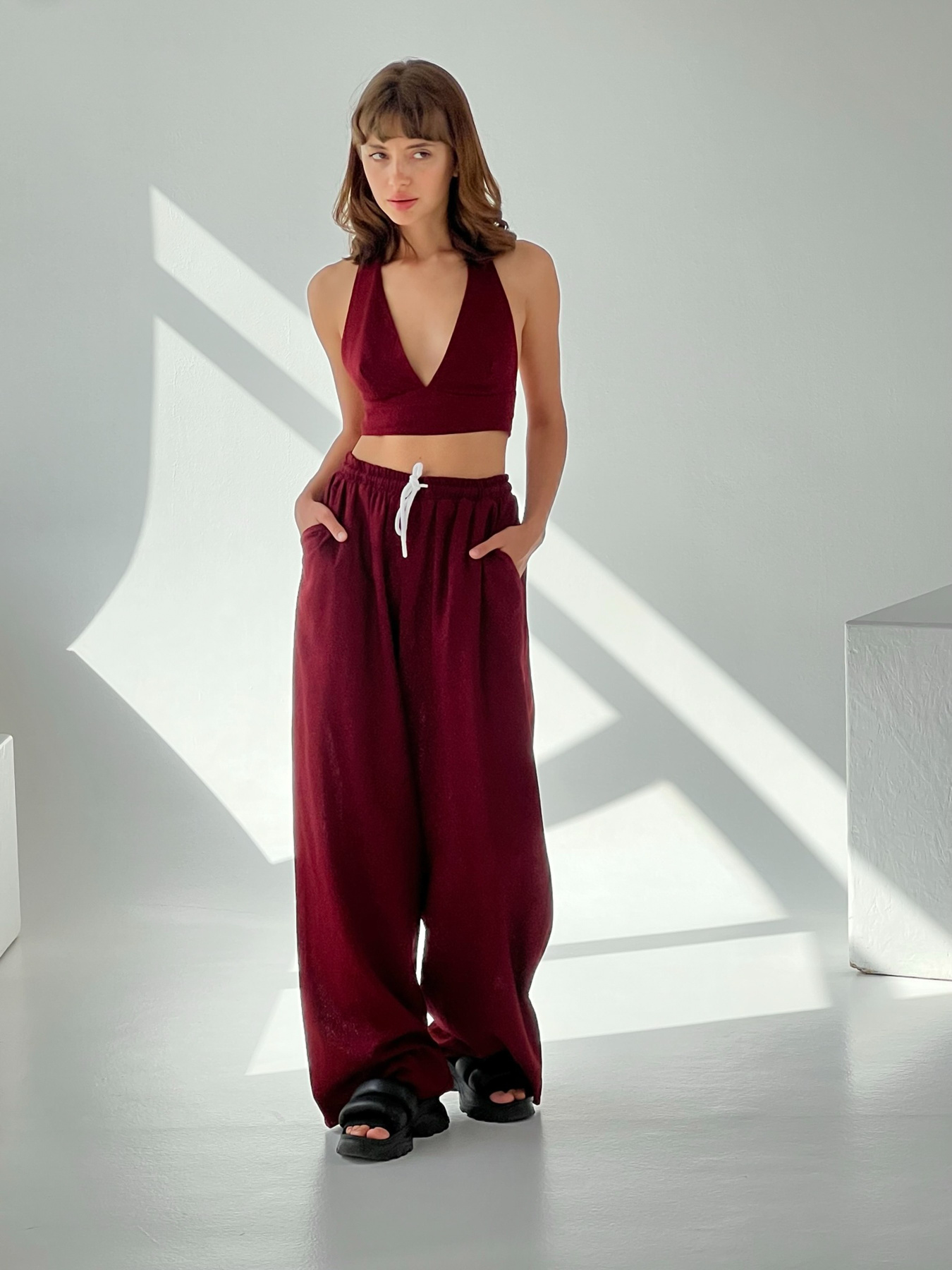 Палаццо IJ модель wide-linen-bordo Фото