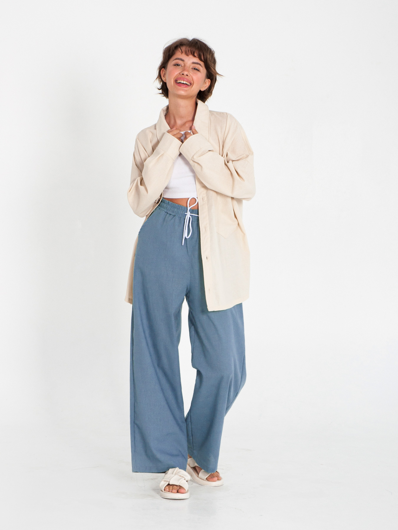 Палаццо IJ модель wide-linen-blue Фото