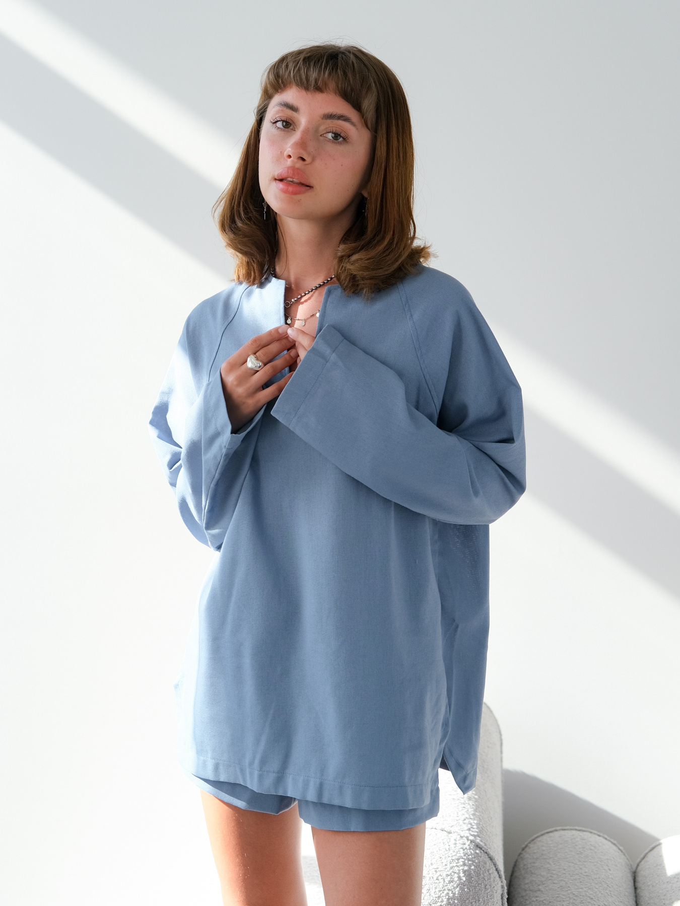 Блуза IJ модель long-linen-blue Фото