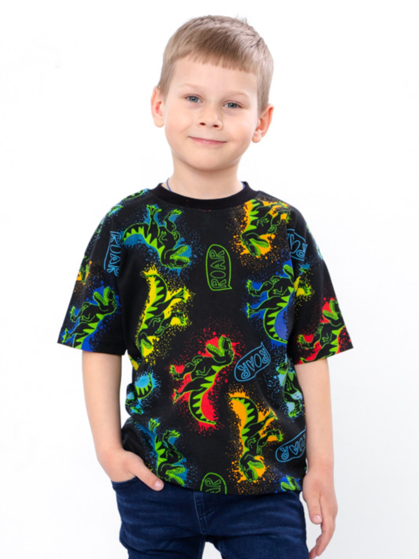 Футболка Носи своє модель 6414-002-4-dinozavri-na-chornomu Фото