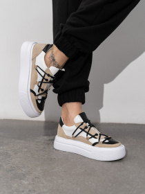 Кеди низькі ISSA Plus модель OB2-441_белый_бежевый Фото