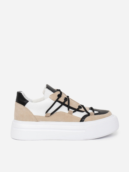 Кеды низкие ISSA Plus модель OB2-441_белый_бежевый Фото