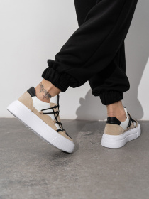 Кеди низькі ISSA Plus модель OB2-441_белый_бежевый Кеди низькі ISSA Plus модель OB2-441_белый_бежевый Фото