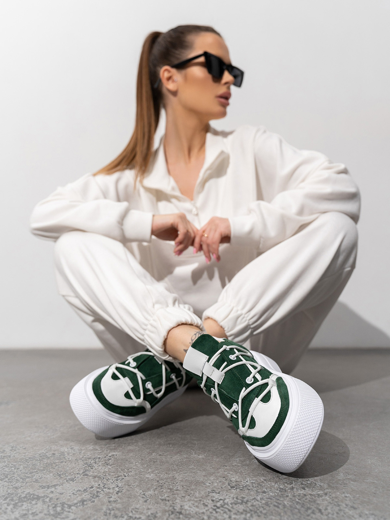 Кеды низкие ISSA Plus модель OB2-441_белый_зеленый Фото