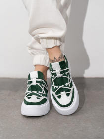 Кеды низкие ISSA Plus модель OB2-441_белый_зеленый Фото