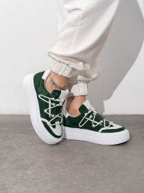 Кеды низкие ISSA Plus модель OB2-441_белый_зеленый Фото