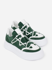 Кеды низкие ISSA Plus модель OB2-441_белый_зеленый Фото