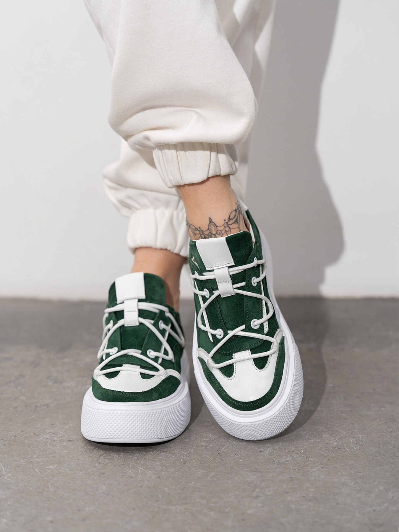 Кеди низькі ISSA Plus модель OB2-441_белый_зеленый Фото