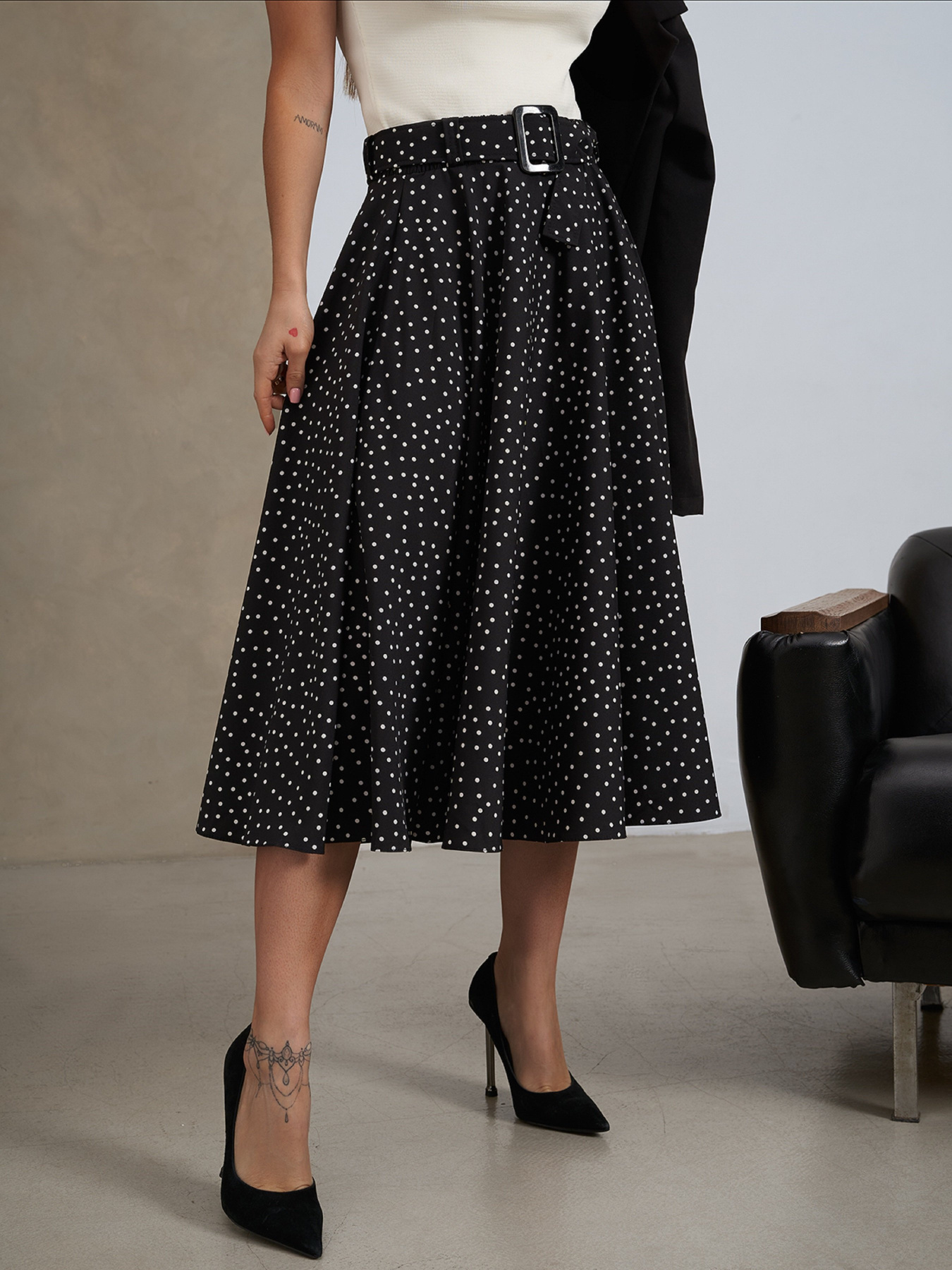 Юбка миди ISSA Plus модель 14470_черный Фото