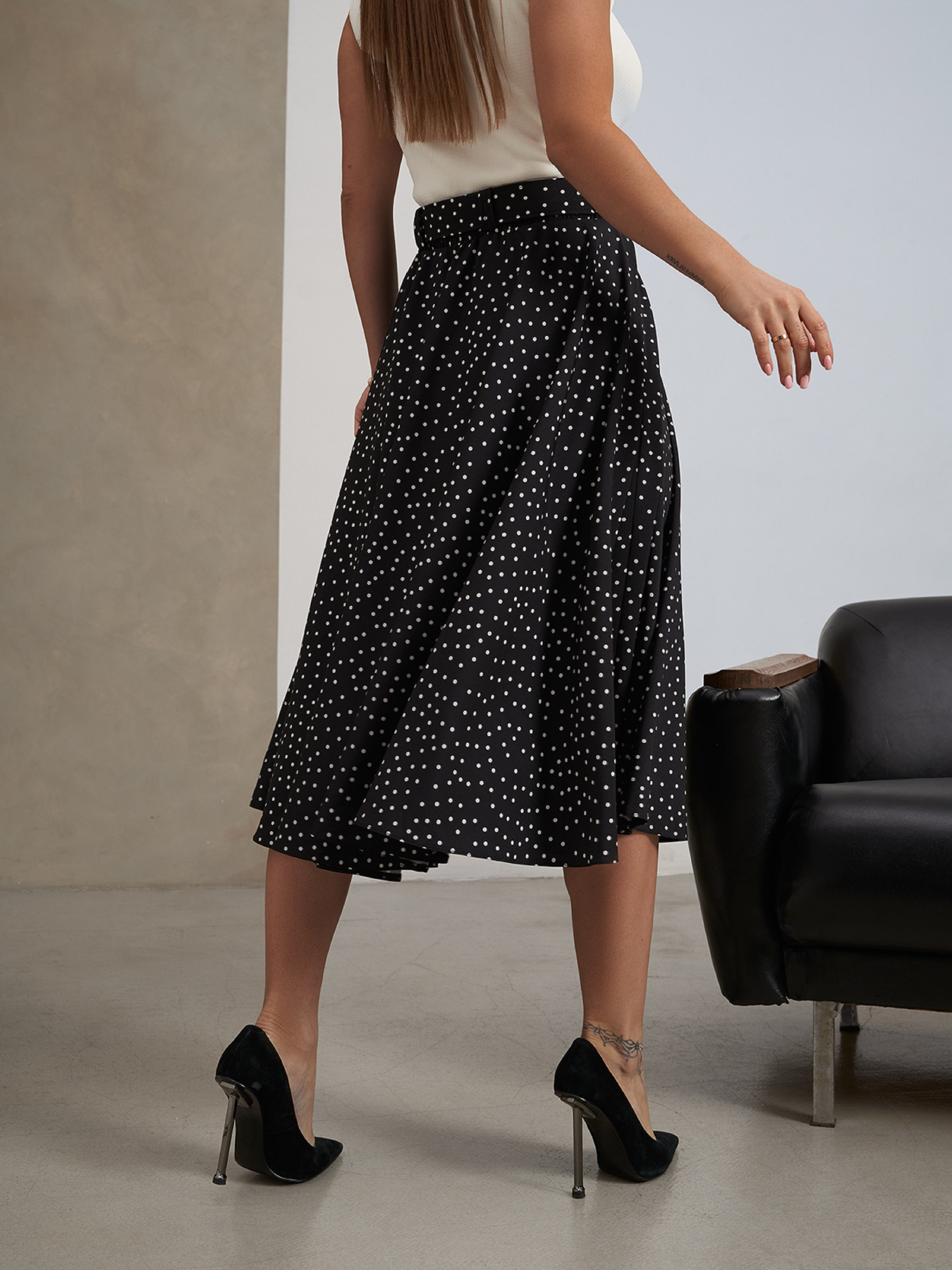Спідниця міді ISSA Plus модель 14470_черный Фото