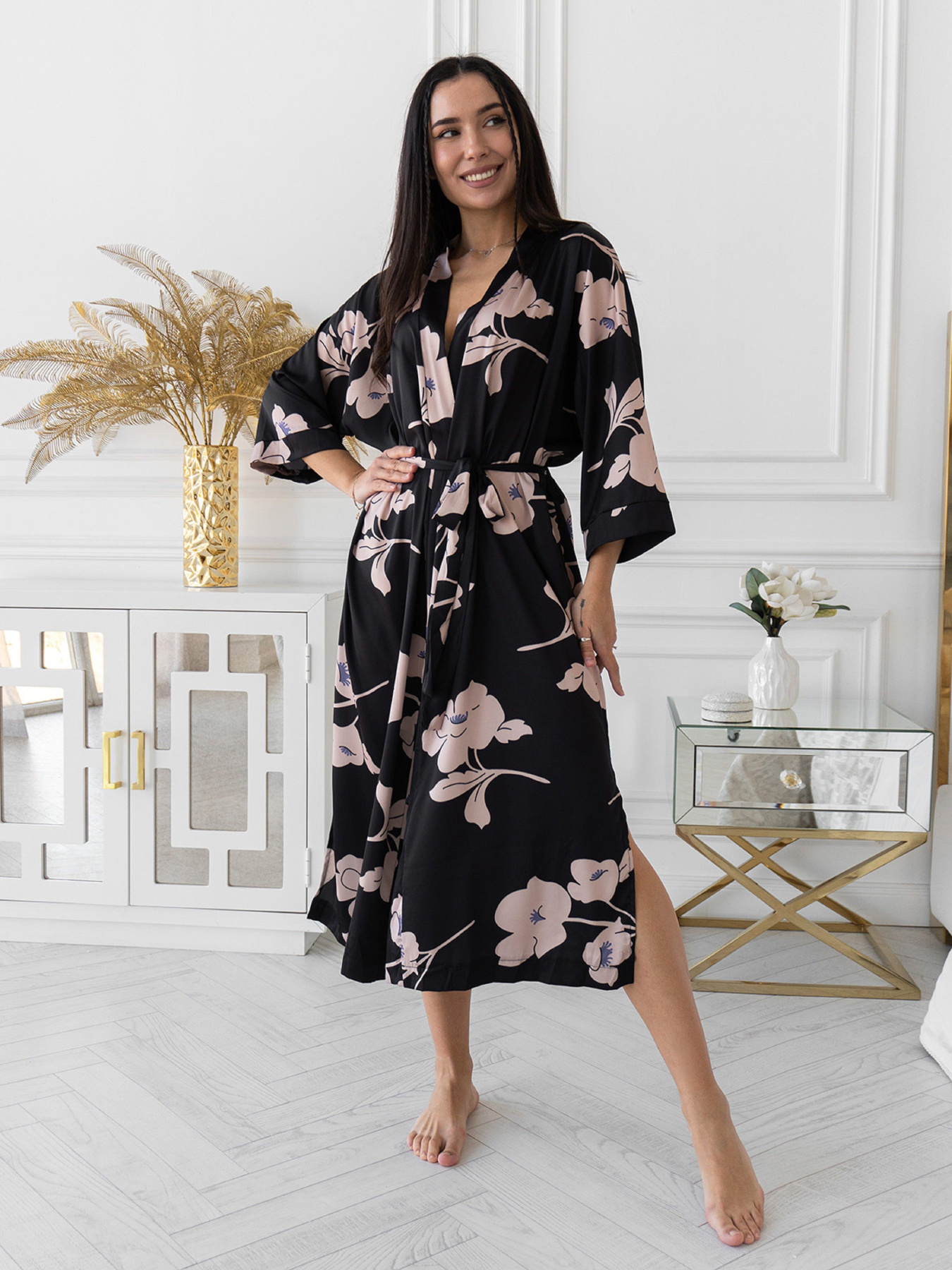 Халат ISSA Plus модель 14353_черный Фото