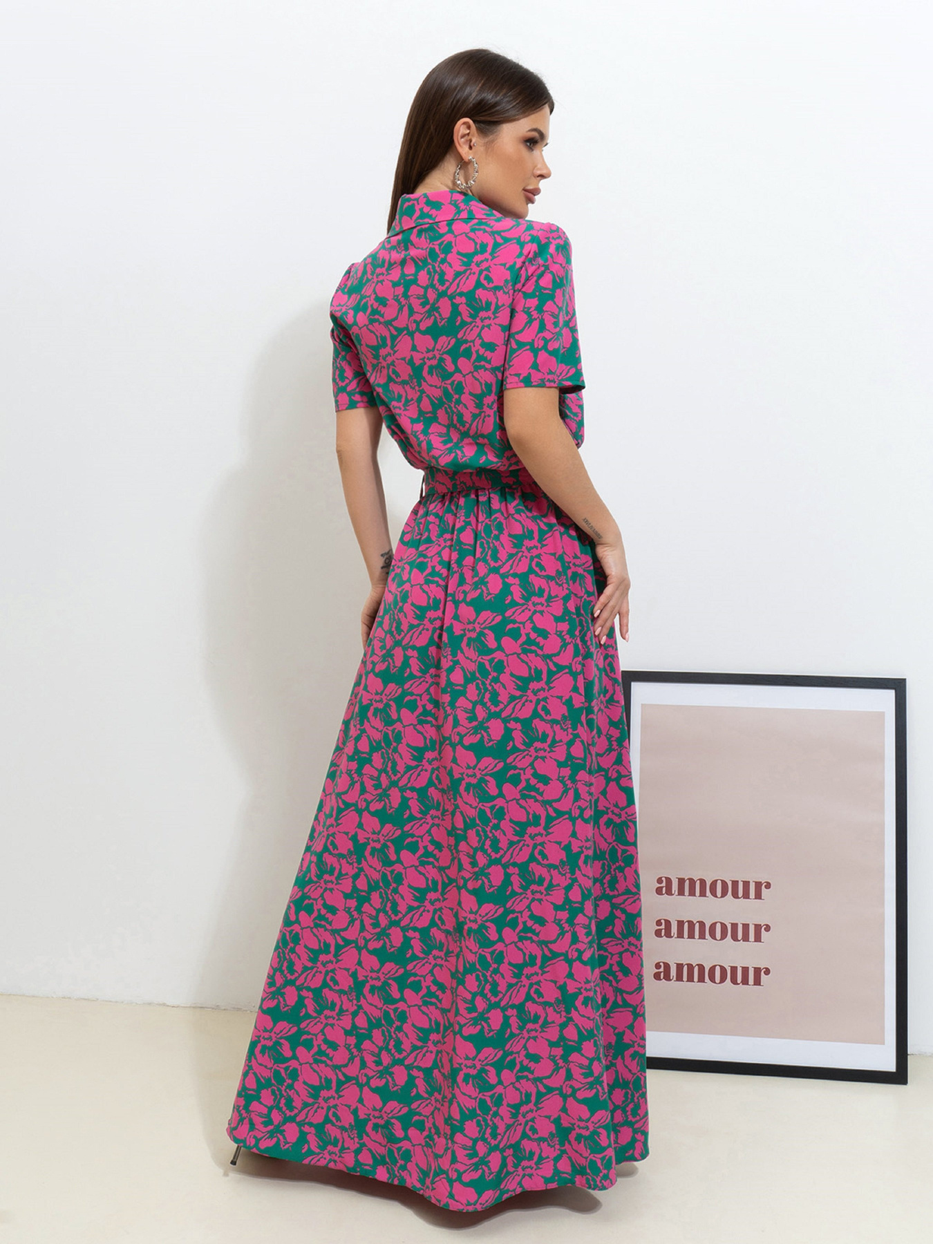 Сукня максі ISSA Plus модель 14528_мультиколор Сукня максі ISSA Plus модель 14528_мультиколор Фото