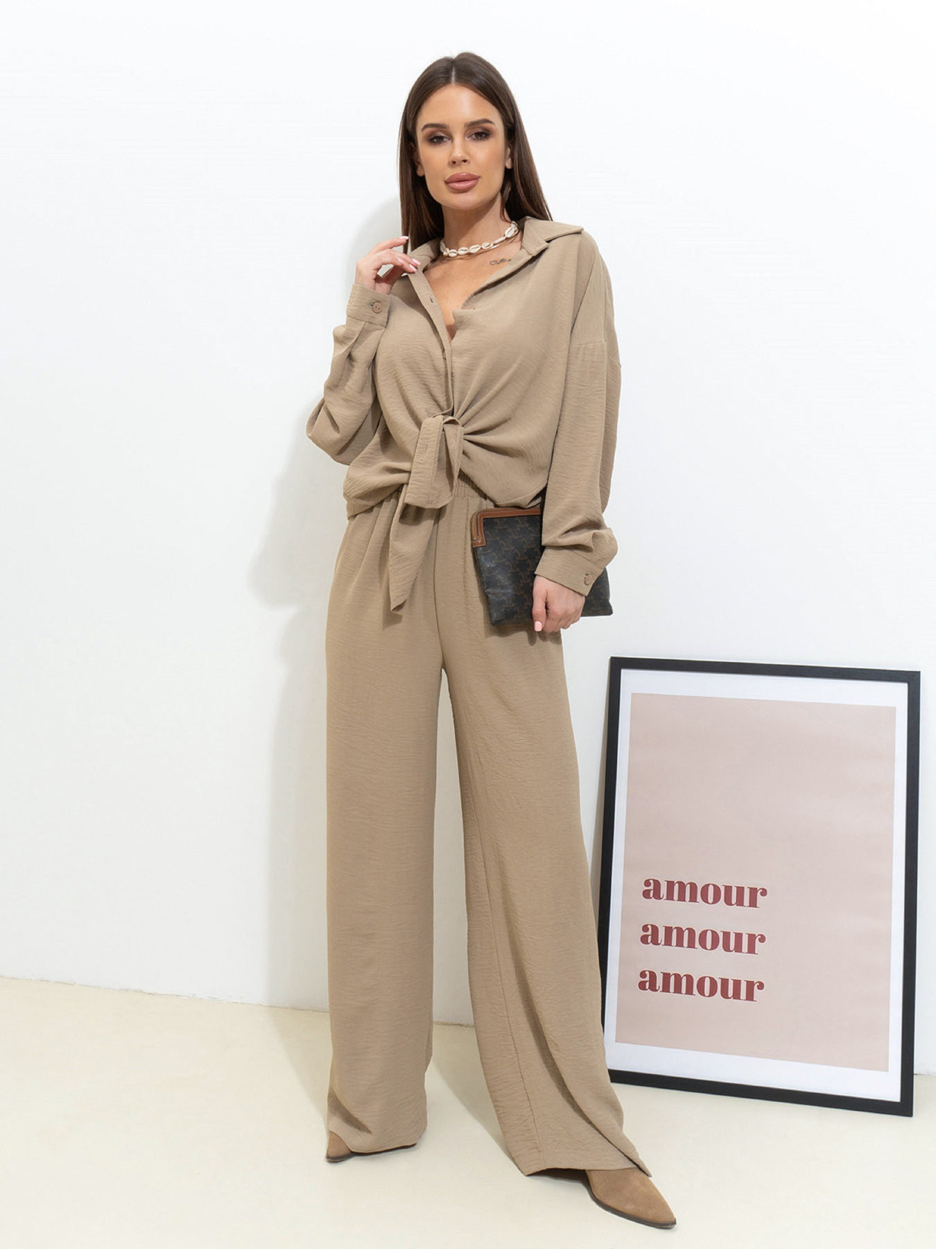 Повсякденний костюм ISSA Plus модель 14530_бежевый Повсякденний костюм ISSA Plus модель 14530_бежевый Фото