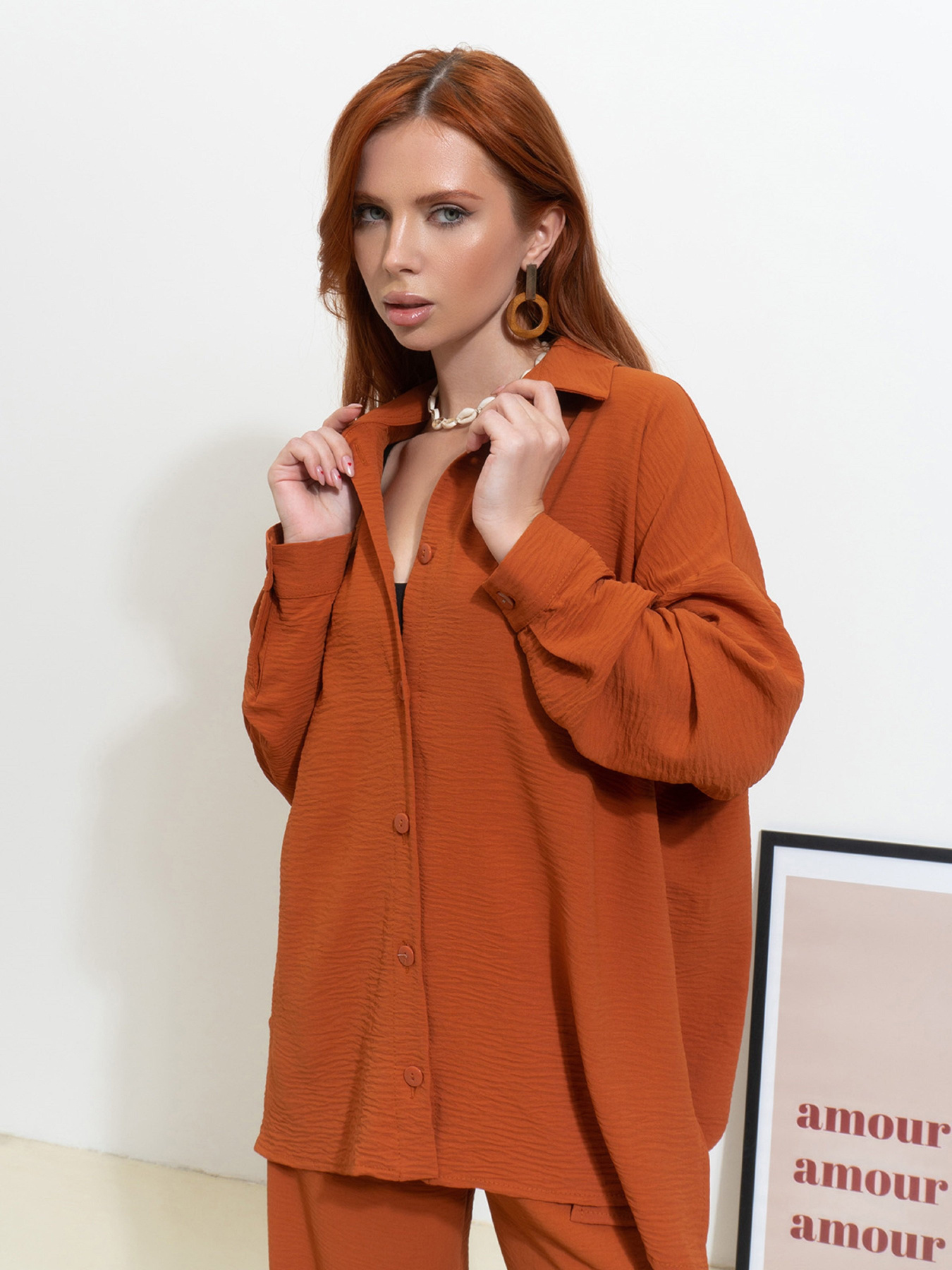 Повседневный костюм ISSA Plus модель 14530_терракотовый Фото