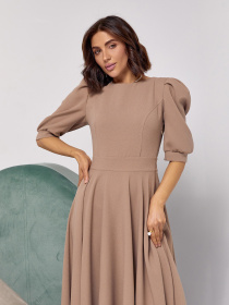 Платье миди ISSA Plus модель 14527_бежевый Фото